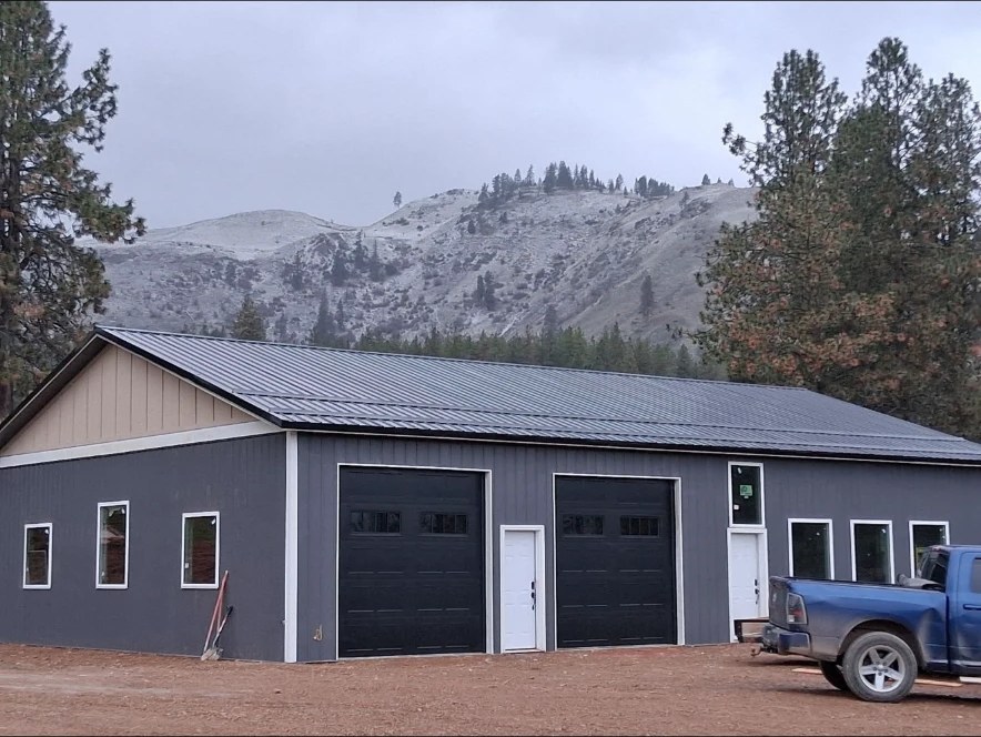 Two-bay shop build — Shops & Outbuildings project by KD's Custom Exteriors